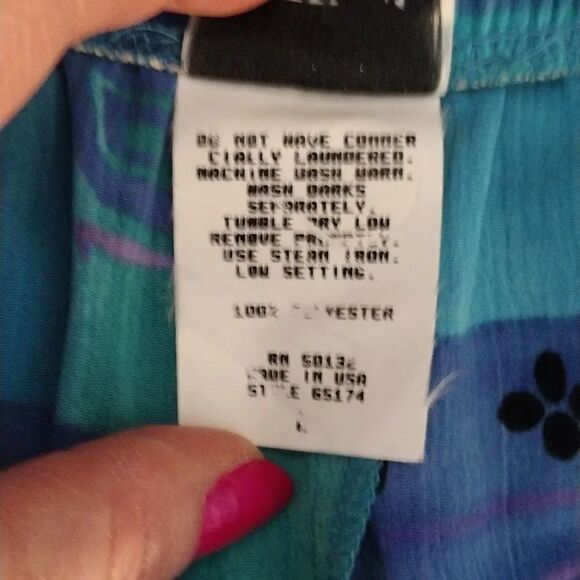 VTG 90s Turquoise Purple Printed Ultra High Rise Satin Mom Shorts Large - Picture 12 of 12